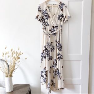 Floral Faux Wrap Dress